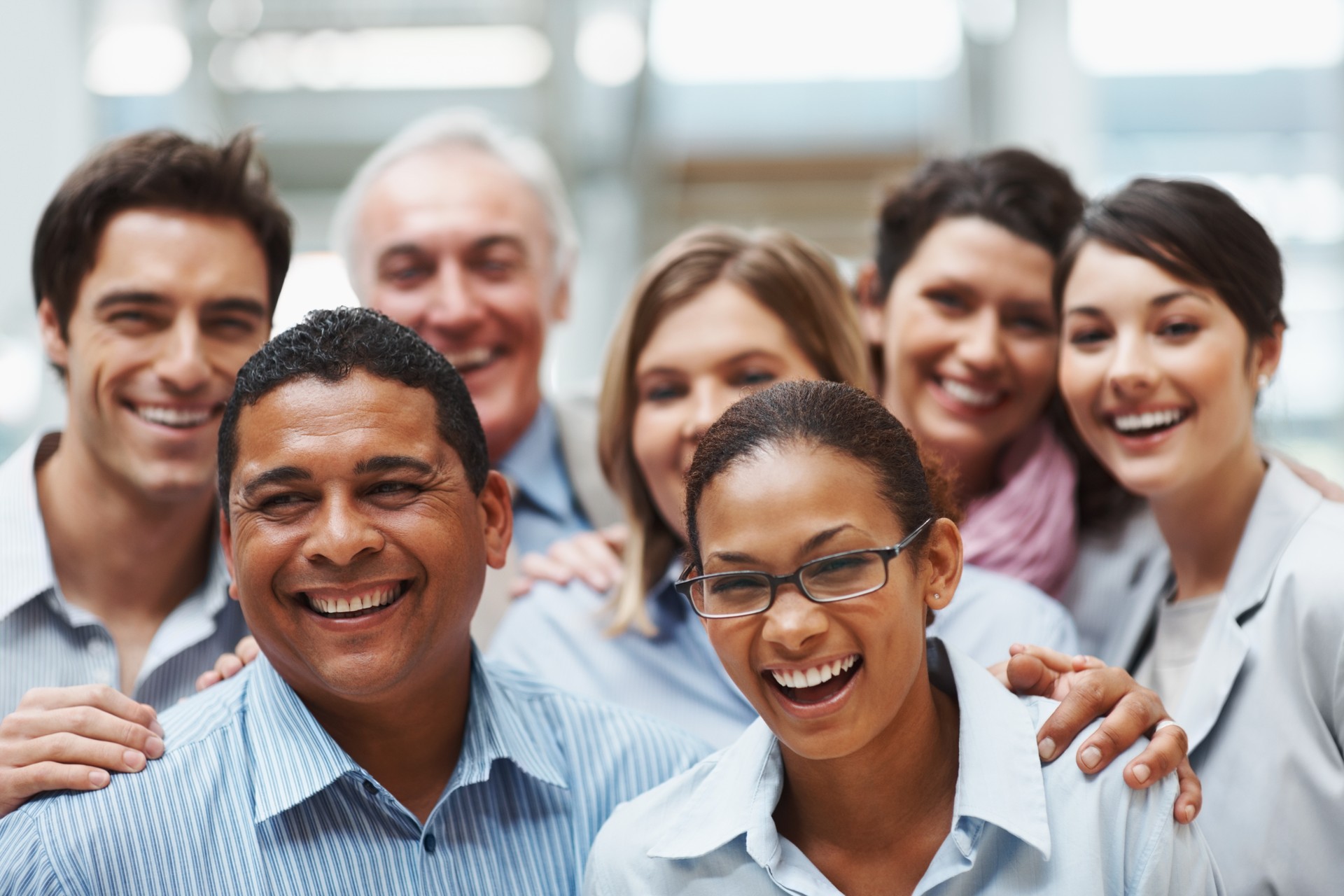 Group of diverse business colleagues enjoying success